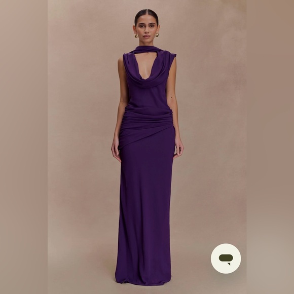 Meshki Dresses & Skirts - Meshki Purple Chiffon Draped Maxi Dress